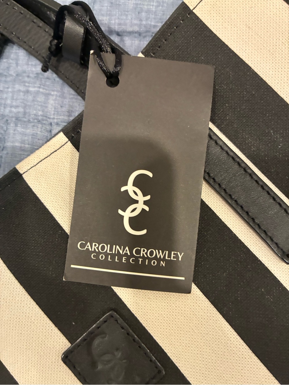 Carolina Crowley Black and Cream Striped Men’s Tote Bag